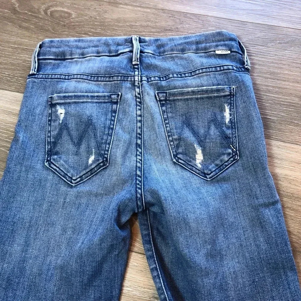 Mother Looker Ankle Step Fray Where’s The Smoke Denim Blue Jeans Women’s Size 25 - Picture 4 of 16